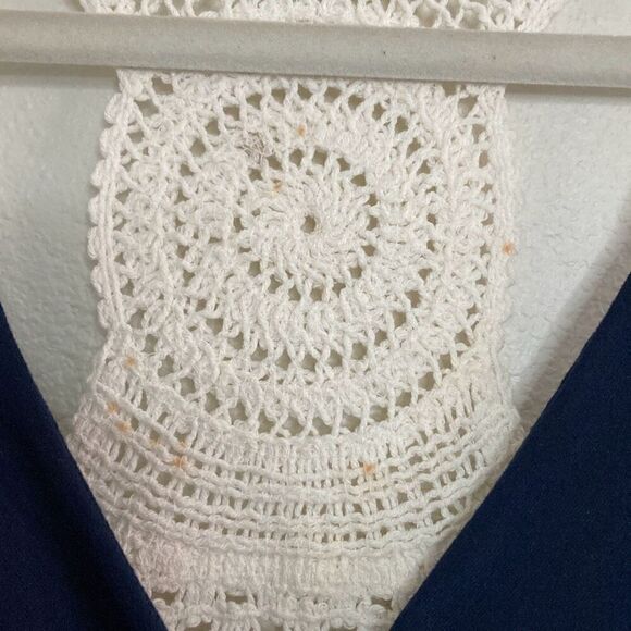 Summer Crochet Racerback Tunic Top Dark Blue size Medium - Picture 3 of 6